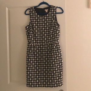 J Crew Black and White Geometric Print Work Dress